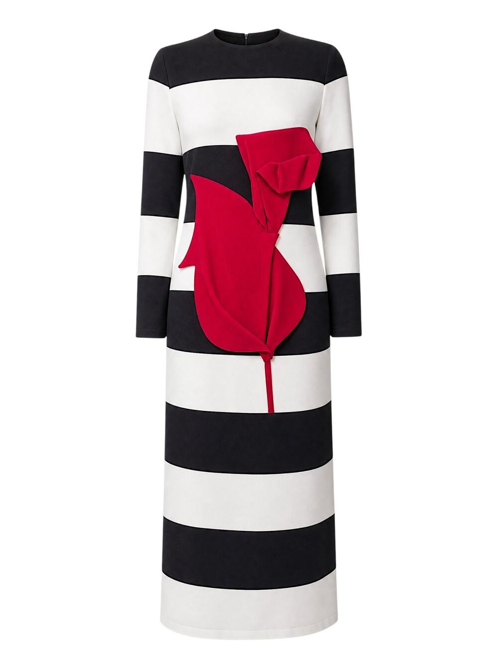 Julia Allert Striped Red Rose Accent Maxi Dress Size S NWT MSRP $565